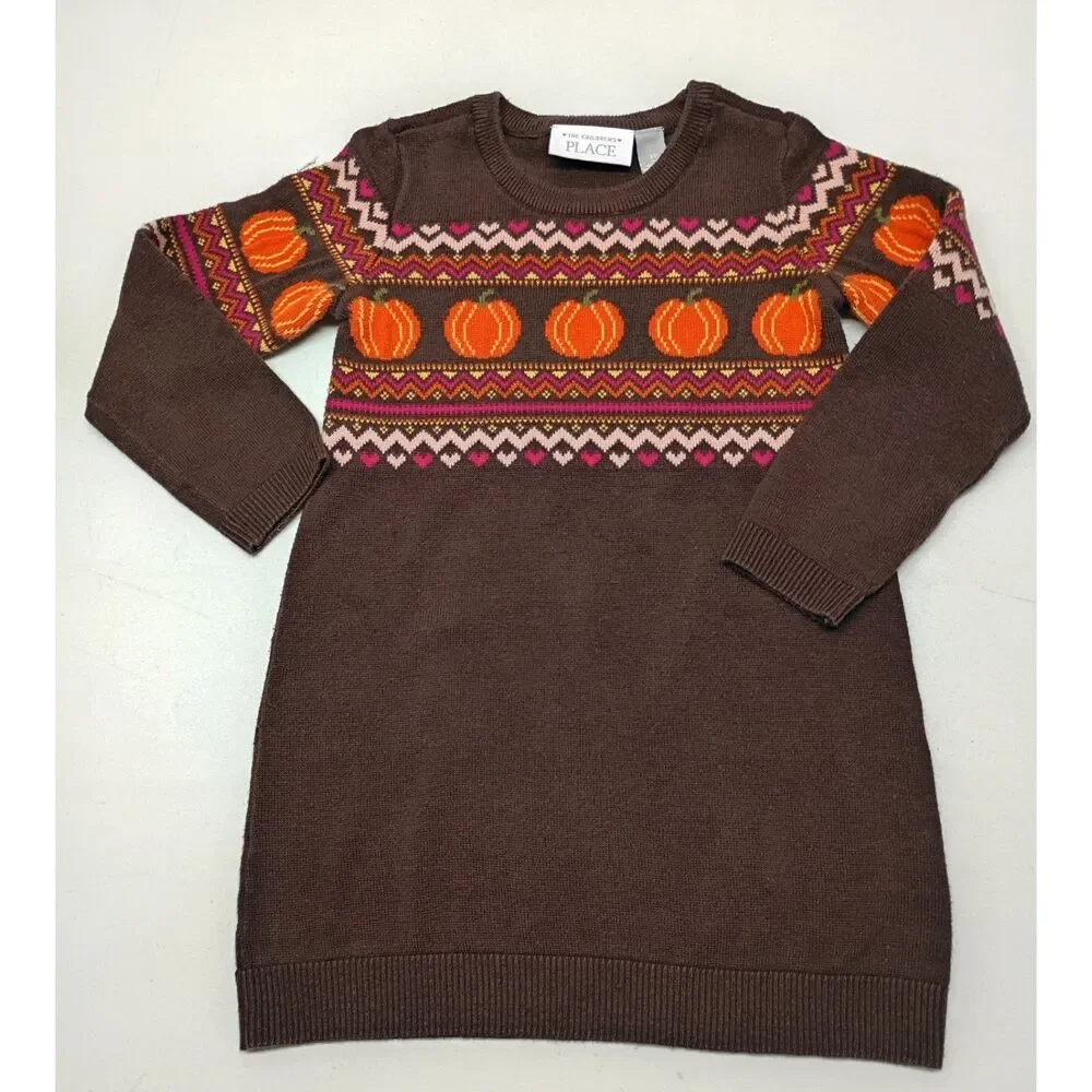 The Children's Place Thanksgiving Sweater Dress Pullover Girls Toddler Sz 3